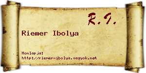 Riemer Ibolya névjegykártya